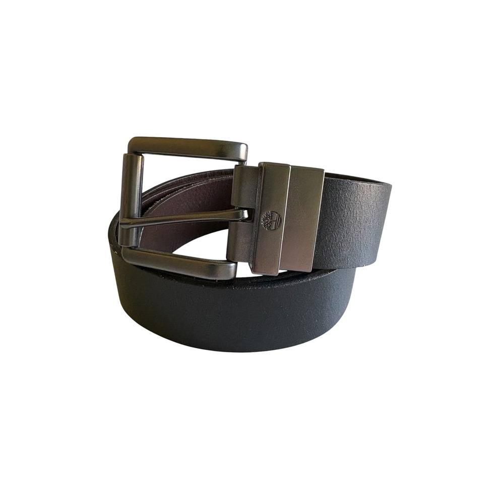 Timberland Mens Reversible Leather Belt Size 32-36 Black Brown Gunmetal Buckle